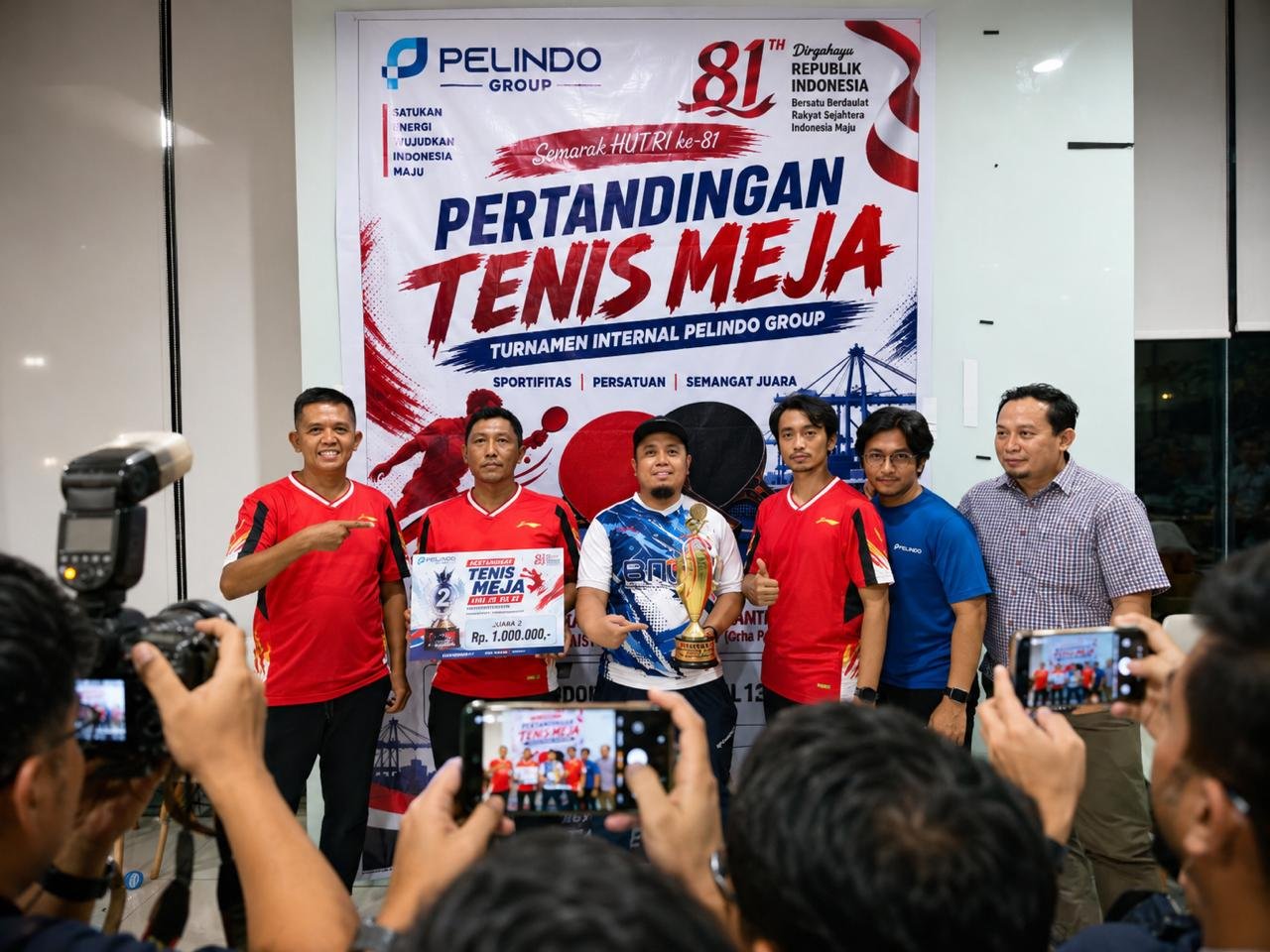 Semangat Kemerdekaan di Meja Pingpong, BNCT Raih Juara II Turnamen Tenis Meja Pelindo Group